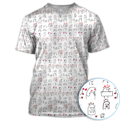 Doodle Valentine Pattern Golf Shirt, Crazy Golf Polos For Golfer, Golf Gift For Men