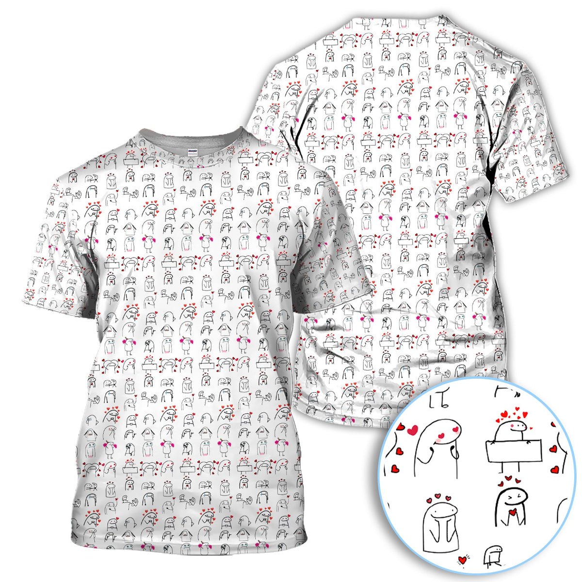 Doodle Valentine Pattern Golf Shirt, Crazy Golf Polos For Golfer, Golf Gift For Men
