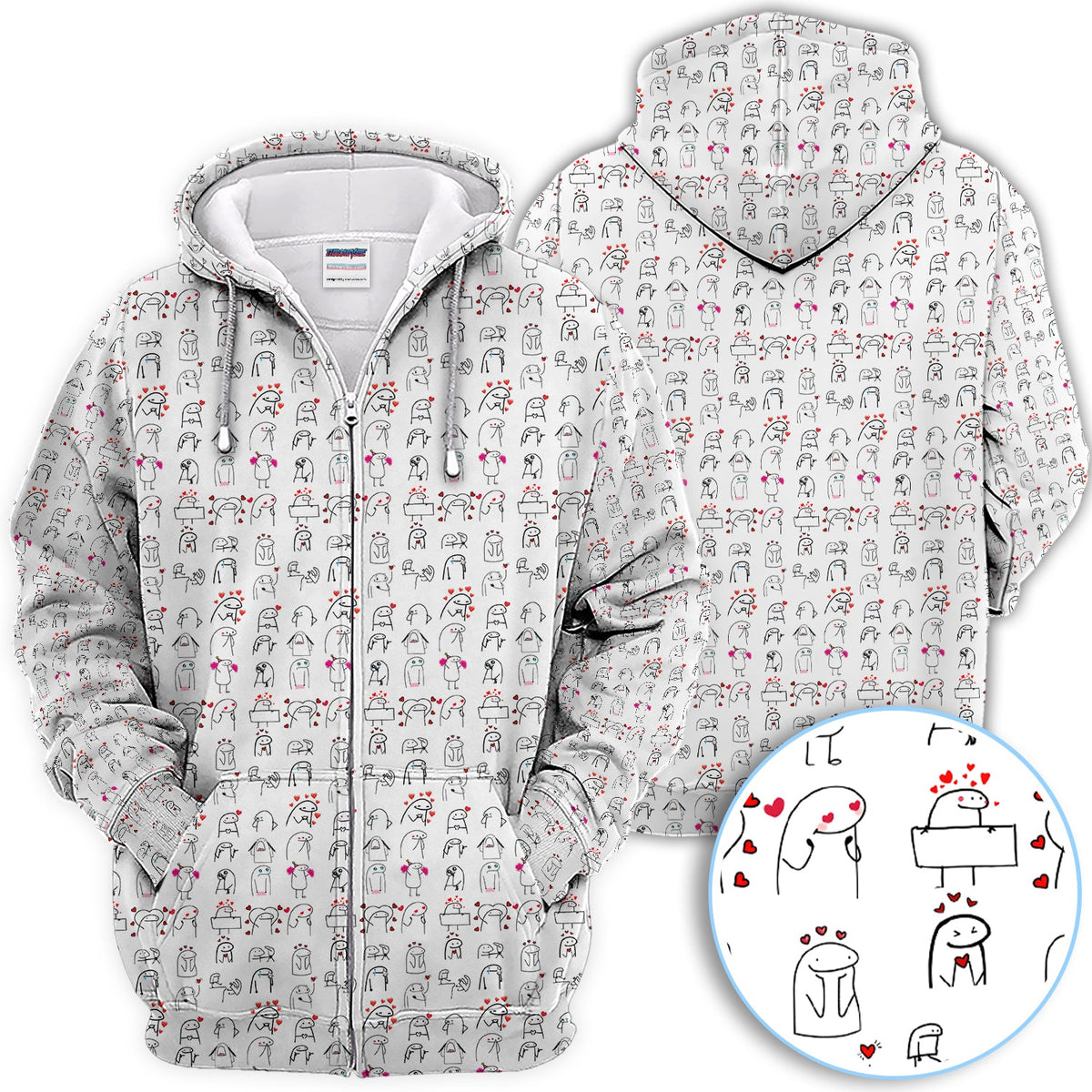 Doodle Valentine Pattern Golf Shirt, Crazy Golf Polos For Golfer, Golf Gift For Men