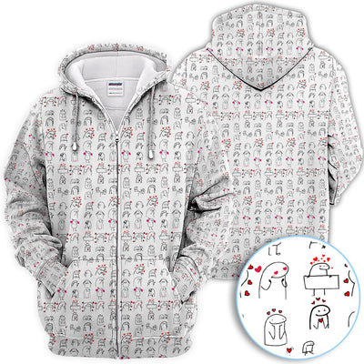 Doodle Valentine Pattern Golf Shirt, Crazy Golf Polos For Golfer, Golf Gift For Men