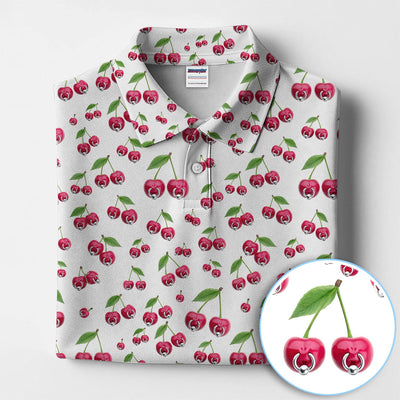 Cherry Pattern Golf Shirt, Crazy Golf Polos For Men, Funny Golf Gift For Hunter