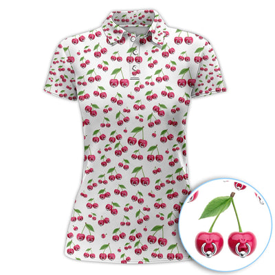 Cherry Pattern Golf Shirt, Crazy Golf Polos For Men, Funny Golf Gift For Hunter