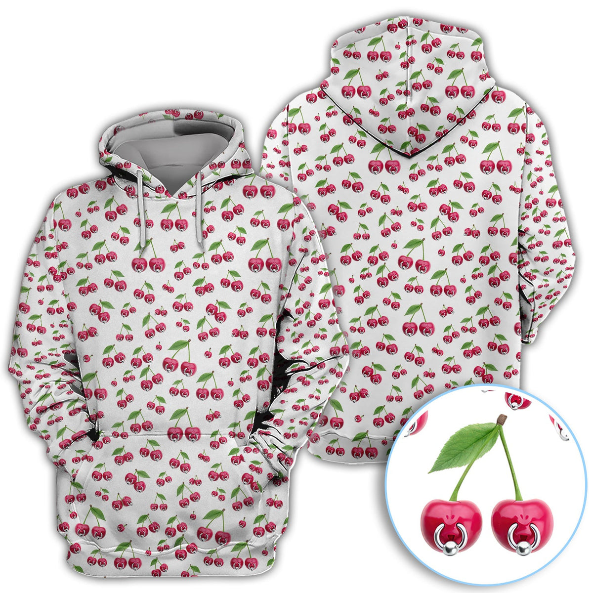 Cherry Pattern Golf Shirt, Crazy Golf Polos For Men, Funny Golf Gift For Hunter
