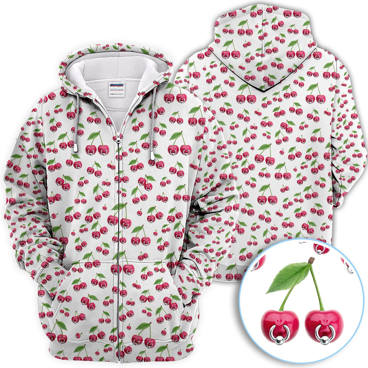 Cherry Pattern Golf Shirt, Crazy Golf Polos For Men, Funny Golf Gift For Hunter