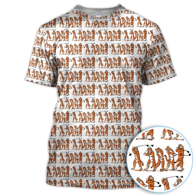 Golf Tiger Swing Pattern Golf Polos, Crazy Golf Shirt For Golfer, Golf Gift For Men