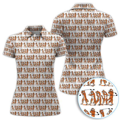 Golf Tiger Swing Pattern Golf Polos, Crazy Golf Shirt For Golfer, Golf Gift For Men