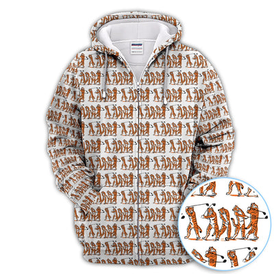 Golf Tiger Swing Pattern Golf Polos, Crazy Golf Shirt For Golfer, Golf Gift For Men