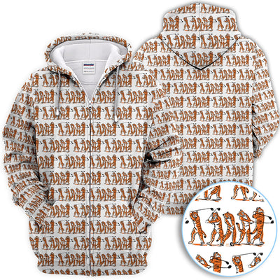 Golf Tiger Swing Pattern Golf Polos, Crazy Golf Shirt For Golfer, Golf Gift For Men
