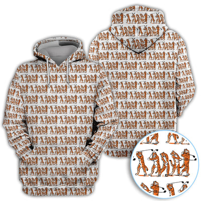Golf Tiger Swing Pattern Golf Polos, Crazy Golf Shirt For Golfer, Golf Gift For Men