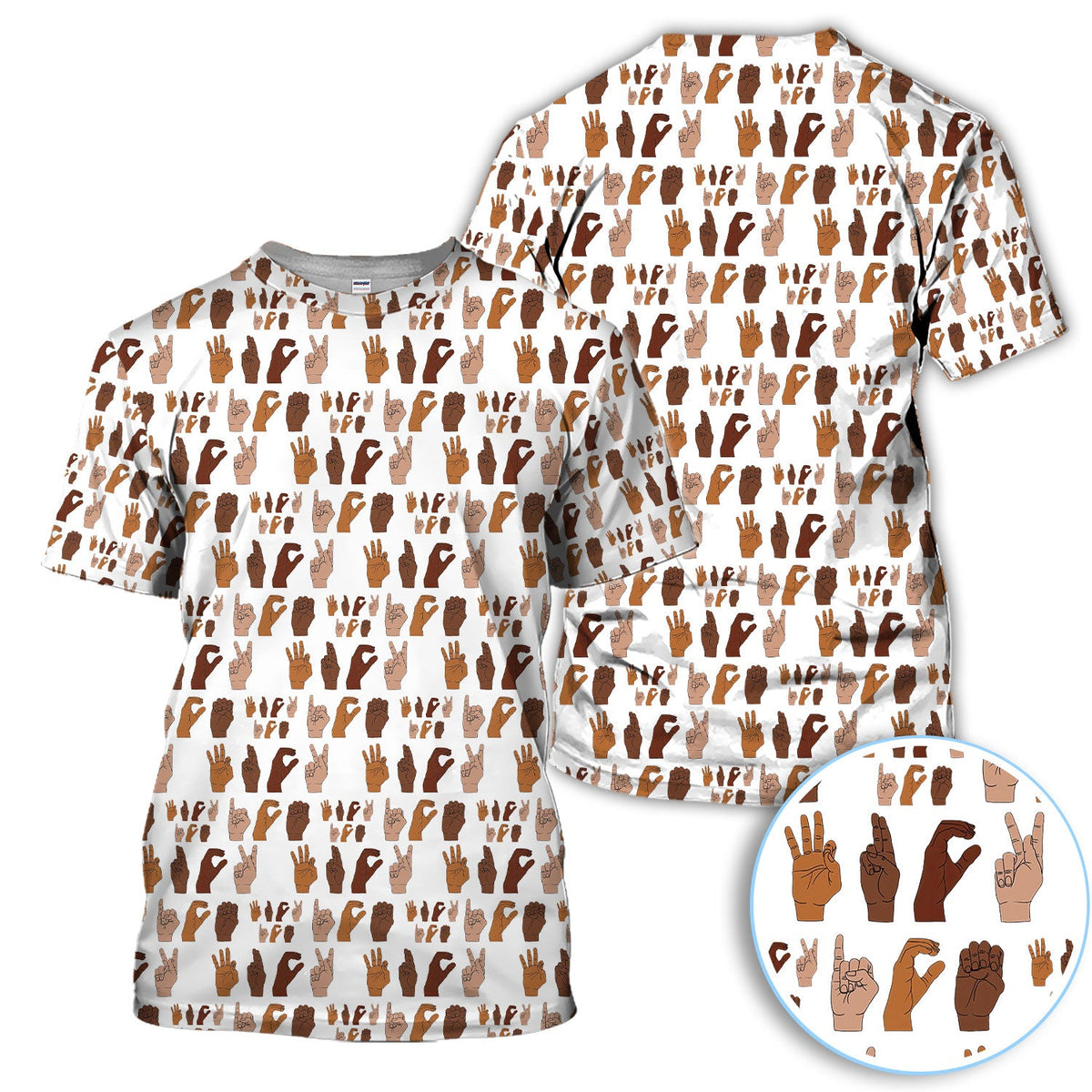 ICE Hand Sign Language Pattern Golf Shirt, Activism Golf Polos For Golfer, Golf Gift For Men