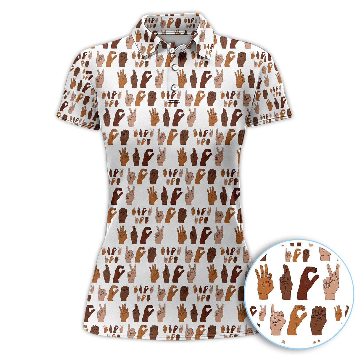 ICE Hand Sign Language Pattern Golf Shirt, Activism Golf Polos For Golfer, Golf Gift For Men