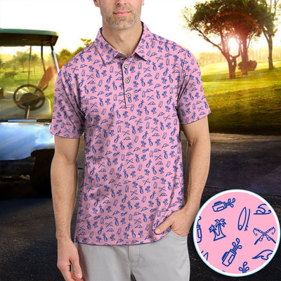 The Coastal Ringer Performance Golf Polos For Golfer, Crazy Pattern Golf Shirt, Golf Gift For Men