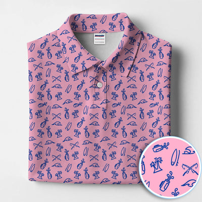 The Coastal Ringer Performance Golf Polos For Golfer, Crazy Pattern Golf Shirt, Golf Gift For Men