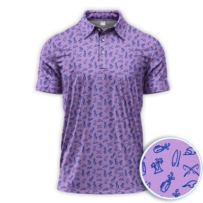 The Coastal Ringer Performance Golf Polos For Golfer, Crazy Pattern Golf Shirt, Golf Gift For Men