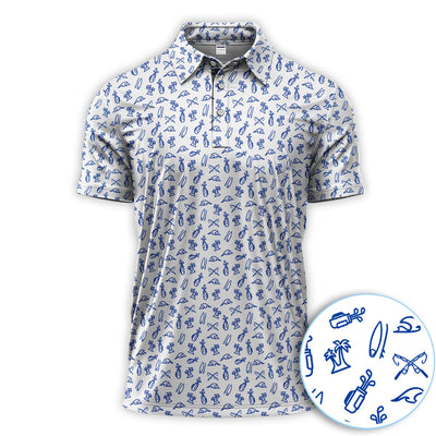 The Coastal Ringer Performance Golf Polos For Golfer, Crazy Pattern Golf Shirt, Golf Gift For Men