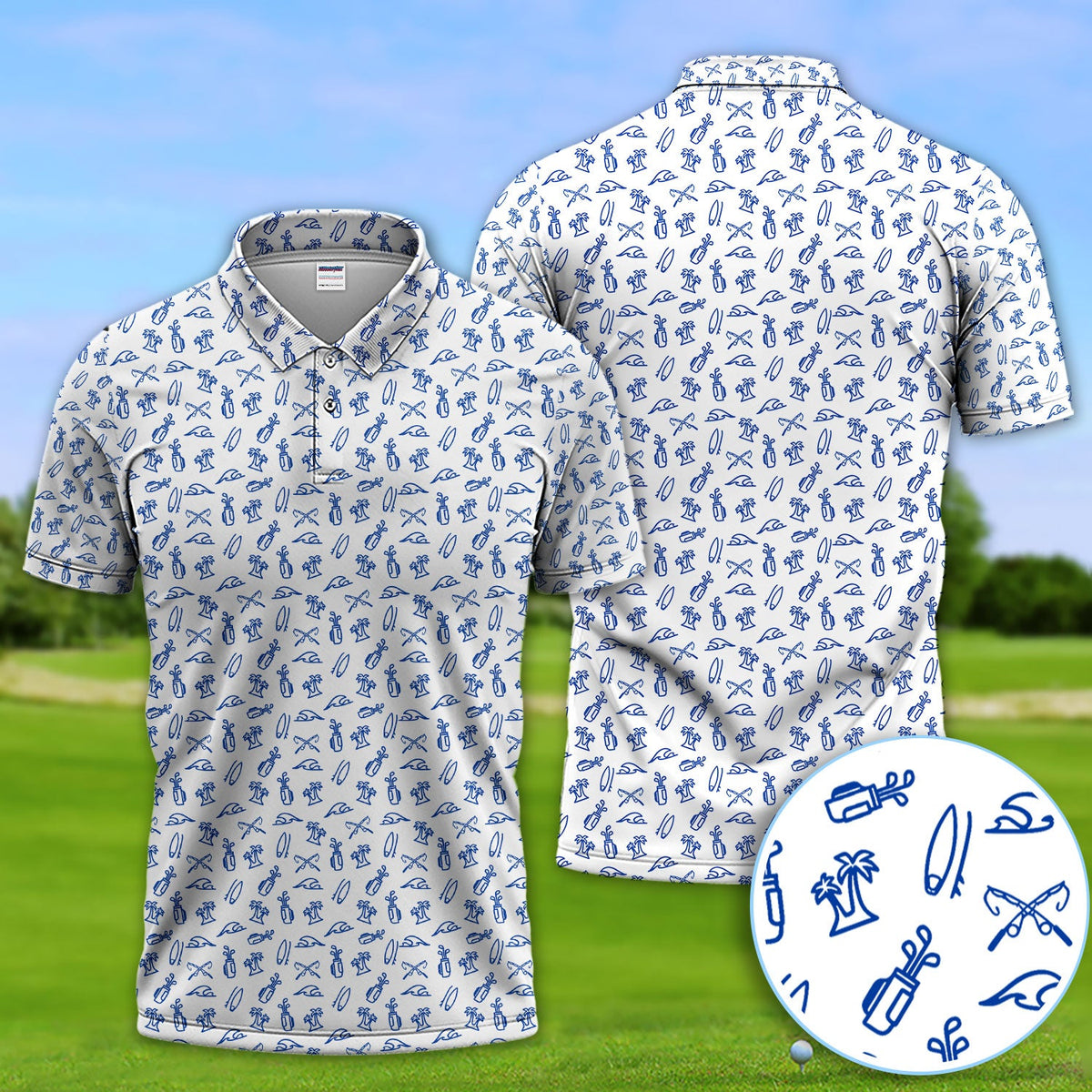 The Coastal Ringer Performance Golf Polos For Golfer, Crazy Pattern Golf Shirt, Golf Gift For Men