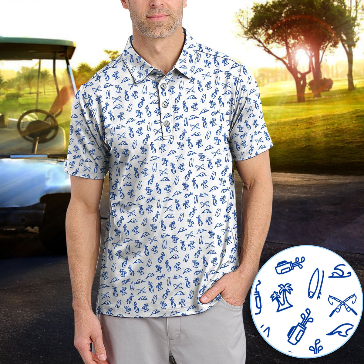 The Coastal Ringer Performance Golf Polos For Golfer, Crazy Pattern Golf Shirt, Golf Gift For Men