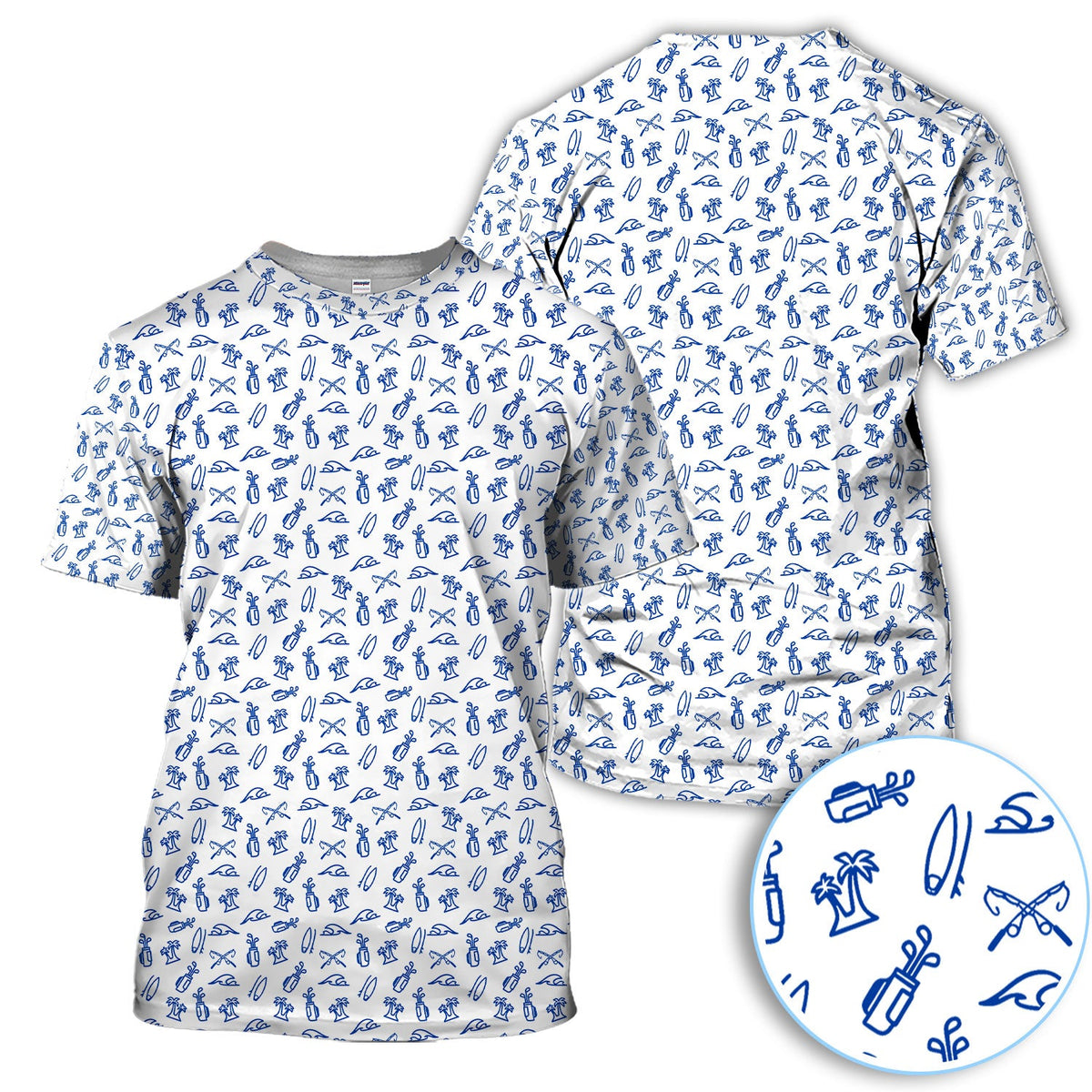 The Coastal Ringer Performance Golf Polos For Golfer, Crazy Pattern Golf Shirt, Golf Gift For Men