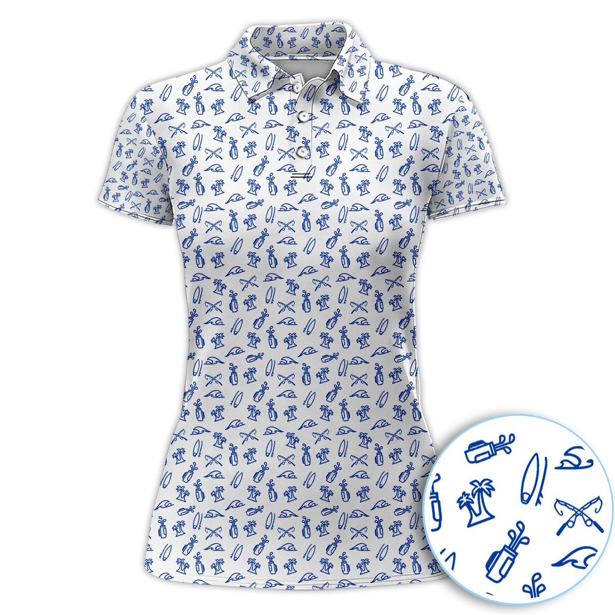 The Coastal Ringer Performance Golf Polos For Golfer, Crazy Pattern Golf Shirt, Golf Gift For Men