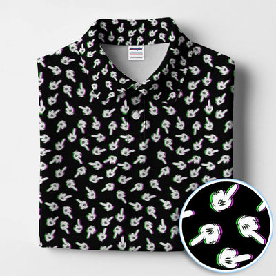 Funny Finger Pattern Golf Shirt, Crazy Golf Polos For Golfer, Golf Outfit For Men