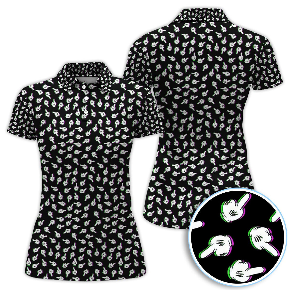 Funny Finger Pattern Golf Shirt, Crazy Golf Polos For Golfer, Golf Outfit For Men