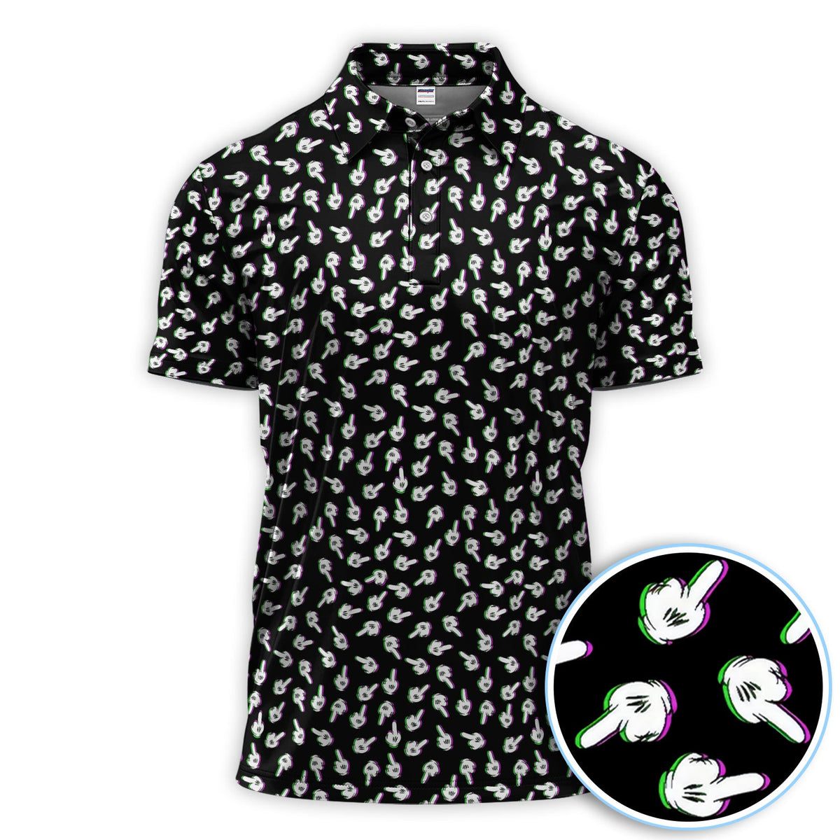 Funny Finger Pattern Golf Shirt, Crazy Golf Polos For Golfer, Golf Outfit For Men