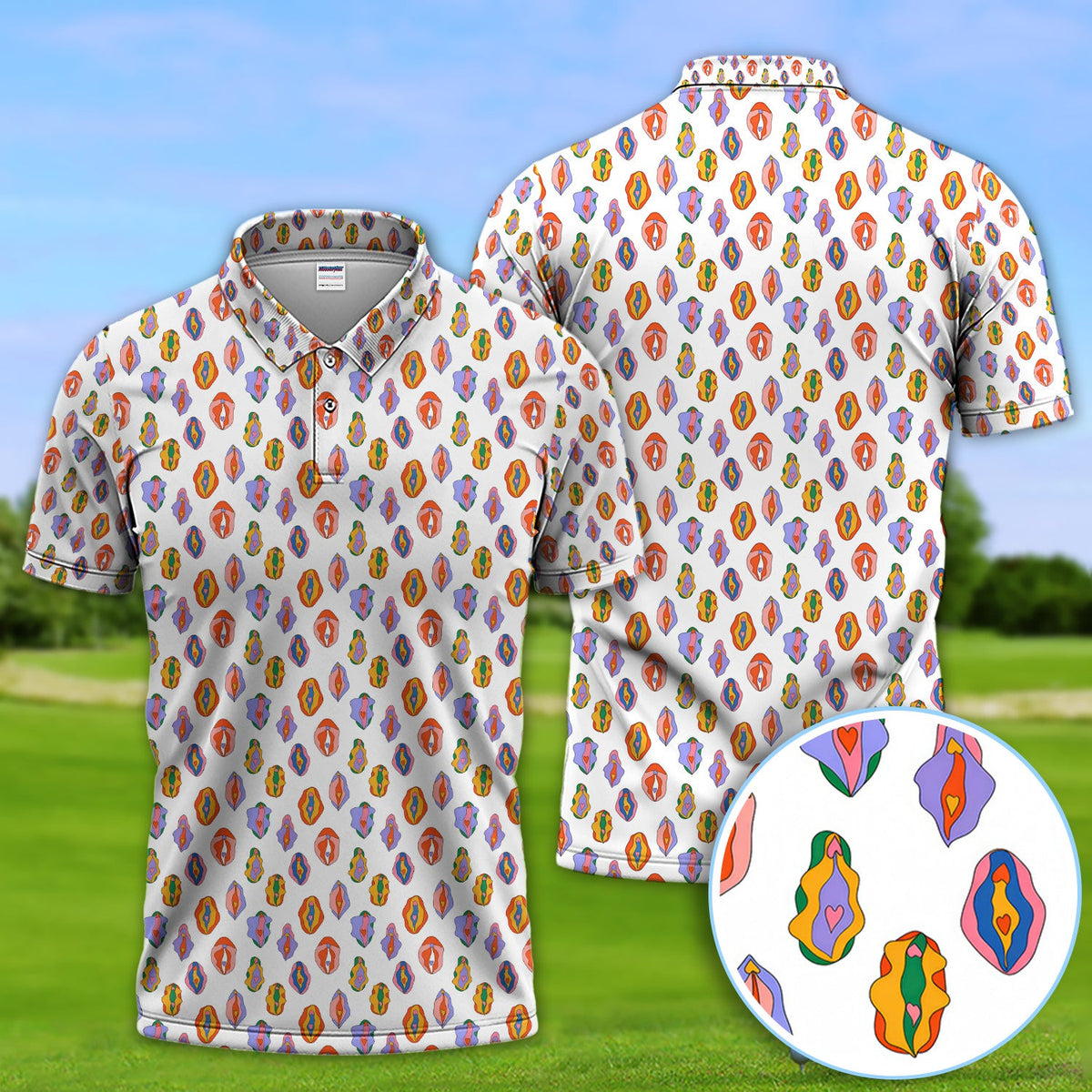 Sexy Abstract Pattern Golf Shirt, Crazy Golf Polos For Men, Golf Gift For Golfer