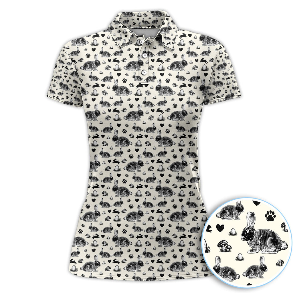 Funny Easter Bunny Pattern Golf Shirt For Men, Easter Day Golf Polos For Golfer, Easter Golf Gif
