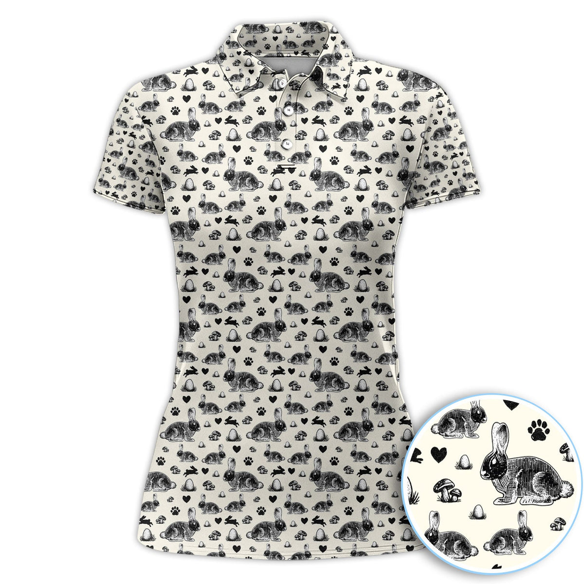 Funny Easter Bunny Pattern Golf Shirt For Men, Easter Day Golf Polos For Golfer, Easter Golf Gif