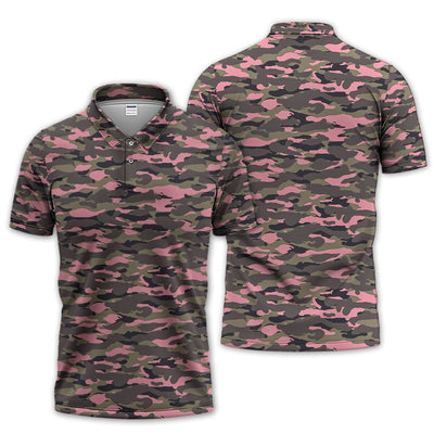 Pink Camo Pattern Golf Shirt, Crazy Golf Polos For Golfer, Men Golf Gift