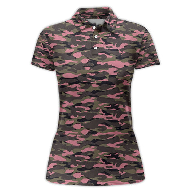 Pink Camo Pattern Golf Shirt, Crazy Golf Polos For Golfer, Men Golf Gift