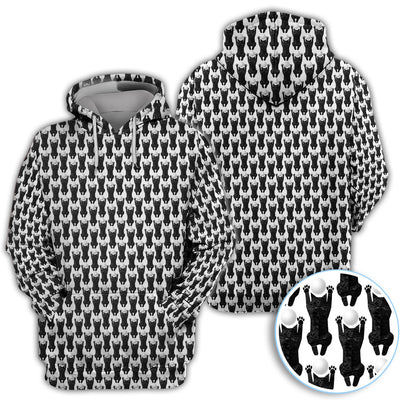 Funny Cat Golf Polos, Black Cat Pattern Golf Shirt For Golfer, Golf Gift For Men