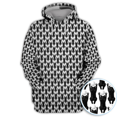 Funny Cat Golf Polos, Black Cat Pattern Golf Shirt For Golfer, Golf Gift For Men
