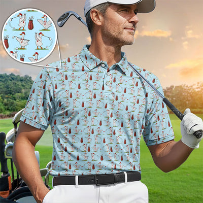 Goose Golf Polos For Golfer, Funny Pattern Golf Shirt, Golf Gift For Men