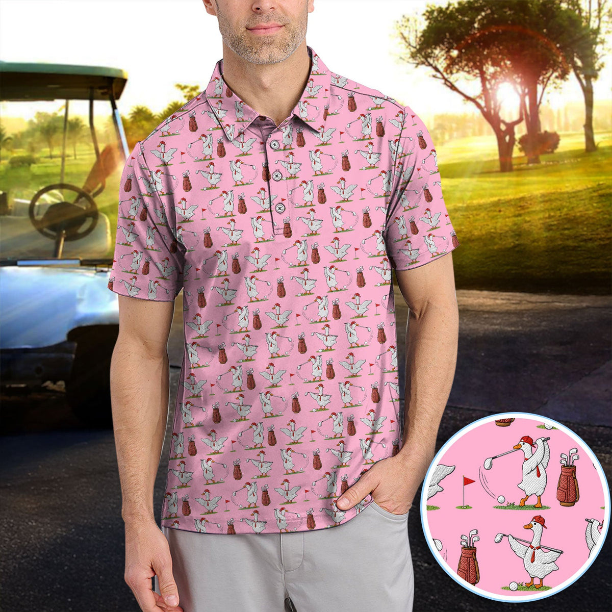 Goose Golf Polos For Golfer, Funny Pattern Golf Shirt, Golf Gift For Men