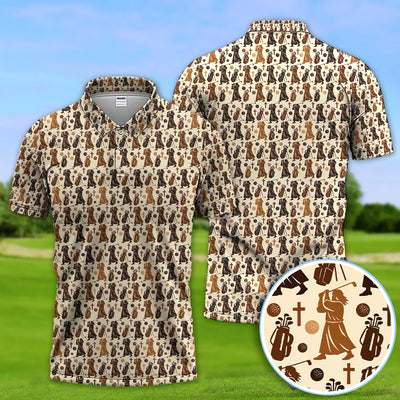 Jesus Pattern Golf Polos For Golfer, Funny Golf Shirt, Men Golf Gift