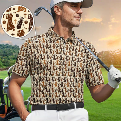 Jesus Pattern Golf Polos For Golfer, Funny Golf Shirt, Men Golf Gift