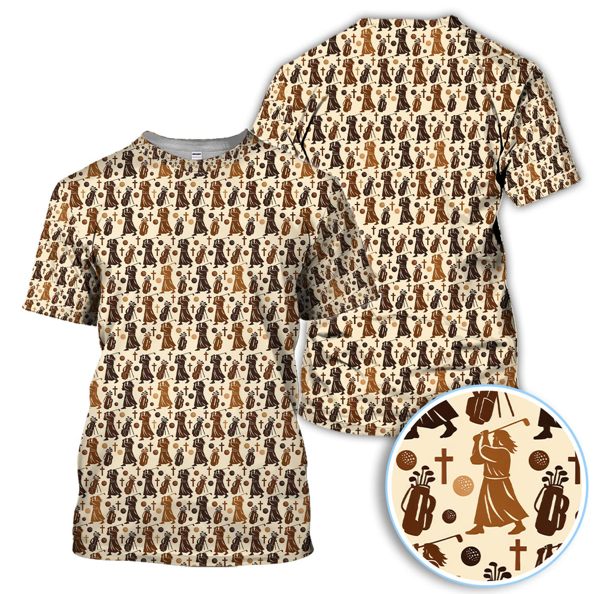 Jesus Pattern Golf Polos For Golfer, Funny Golf Shirt, Men Golf Gift