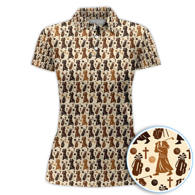 Jesus Pattern Golf Polos For Golfer, Funny Golf Shirt, Men Golf Gift