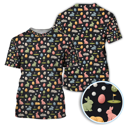 Easter Bunny Pattern Golf Shirt For Men, Funny Easter Golf Polos, Golf Gif For Golfer