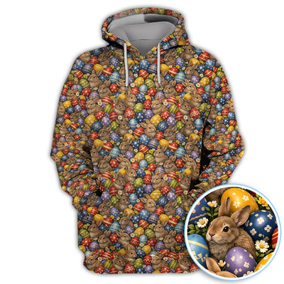 Cute Bunny Easter Golf Pattern Shirt, Funny Egg Easter Golf Polos, Golf Gift For Golfer