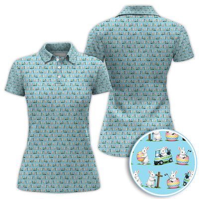 Funny Easter Bunny Golf Polos, Easter Pattern Golf Shirt For Golfer, Golf Gift For Men