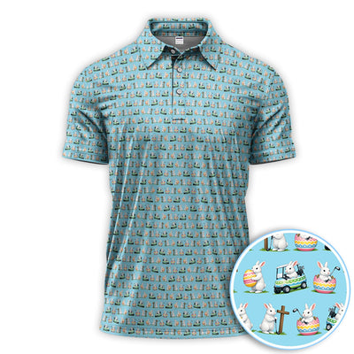 Funny Easter Bunny Golf Polos, Easter Pattern Golf Shirt For Golfer, Golf Gift For Men