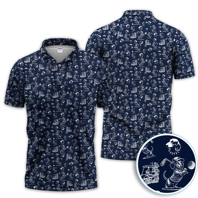 Funny Dachshund Pattern Golf Shirt For Men, Wiener Dog Golf Polos For Golfer, Dad Golf Gift