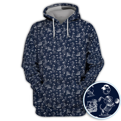 Funny Dachshund Pattern Golf Shirt For Men, Wiener Dog Golf Polos For Golfer, Dad Golf Gift