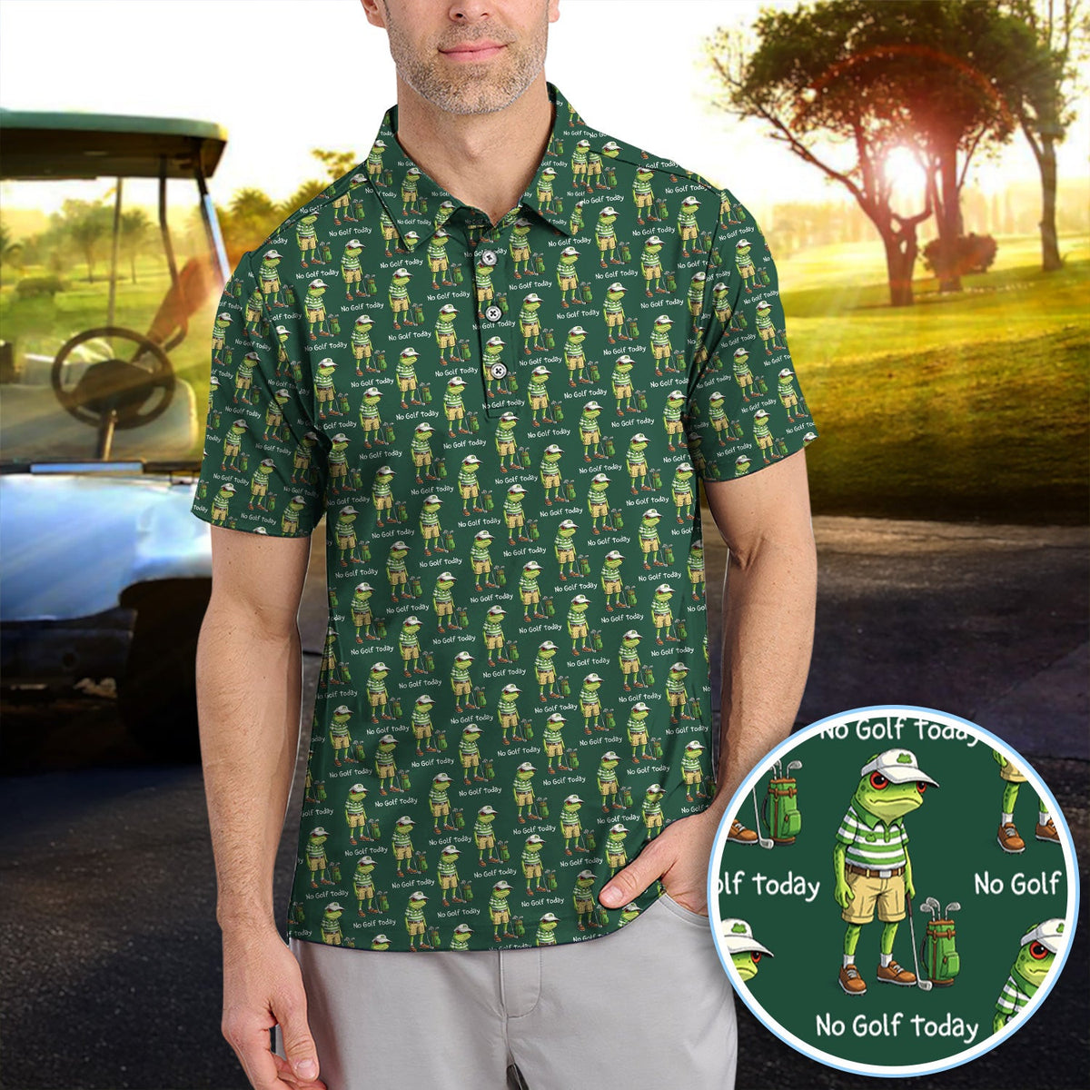 No Golf Today Pattern Golf Polos, Funny Golf Dad Shirt, Golf Gift For Golfer