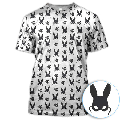 Rabbit Mask Pattern Golf Polos, Crazy Golf Shirt For Men, Golf Gift For Golfer