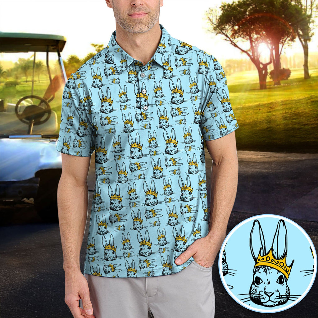 Easter Bunny Pattern Golf Polos, Easter Day Shirt For Golfer, Golf Gift For Men