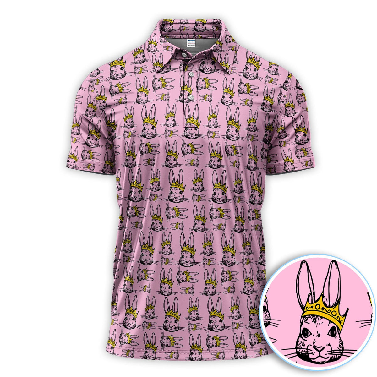 Easter Bunny Pattern Golf Polos, Easter Day Shirt For Golfer, Golf Gift For Men