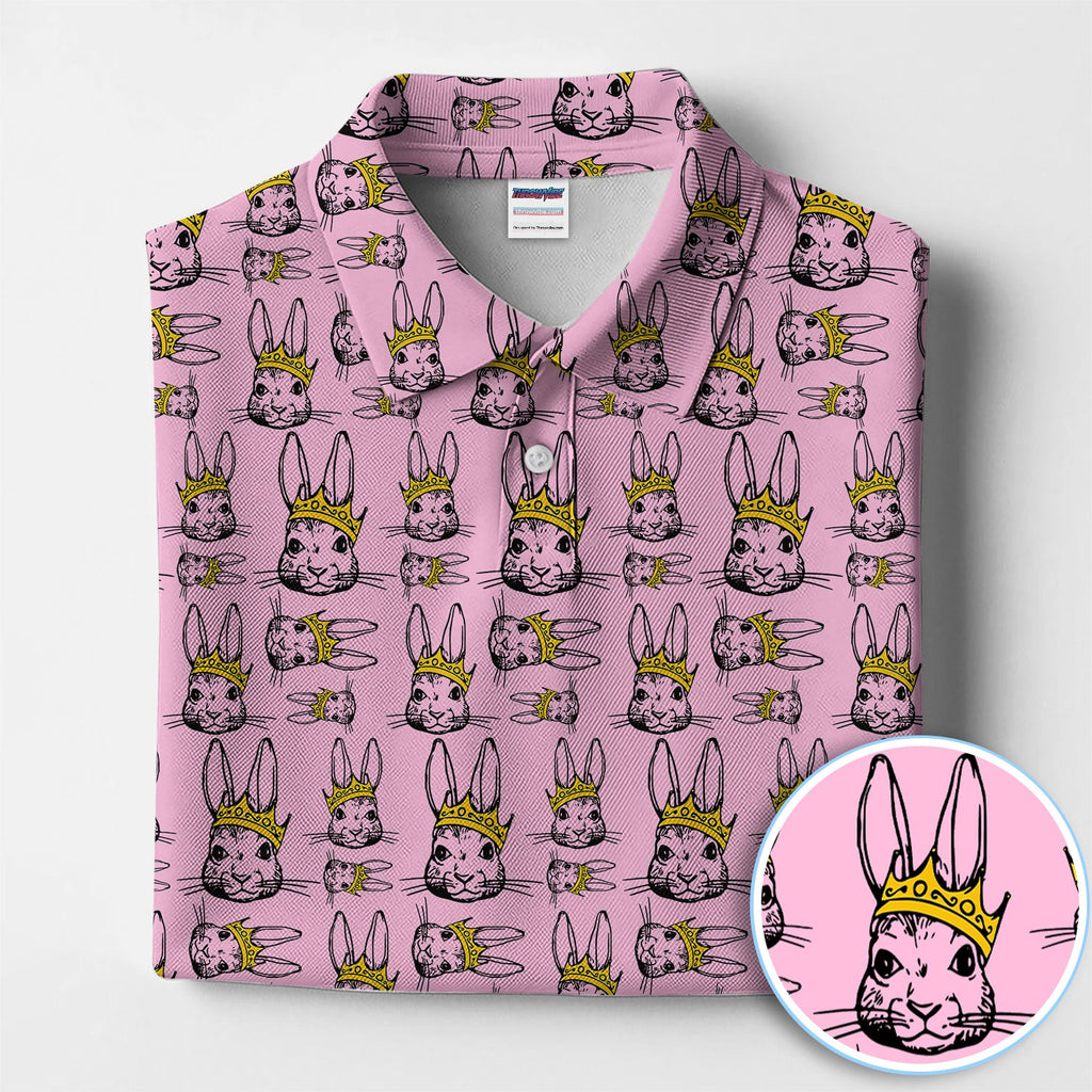 Easter Bunny Pattern Golf Polos, Easter Day Shirt For Golfer, Golf Gift For Men